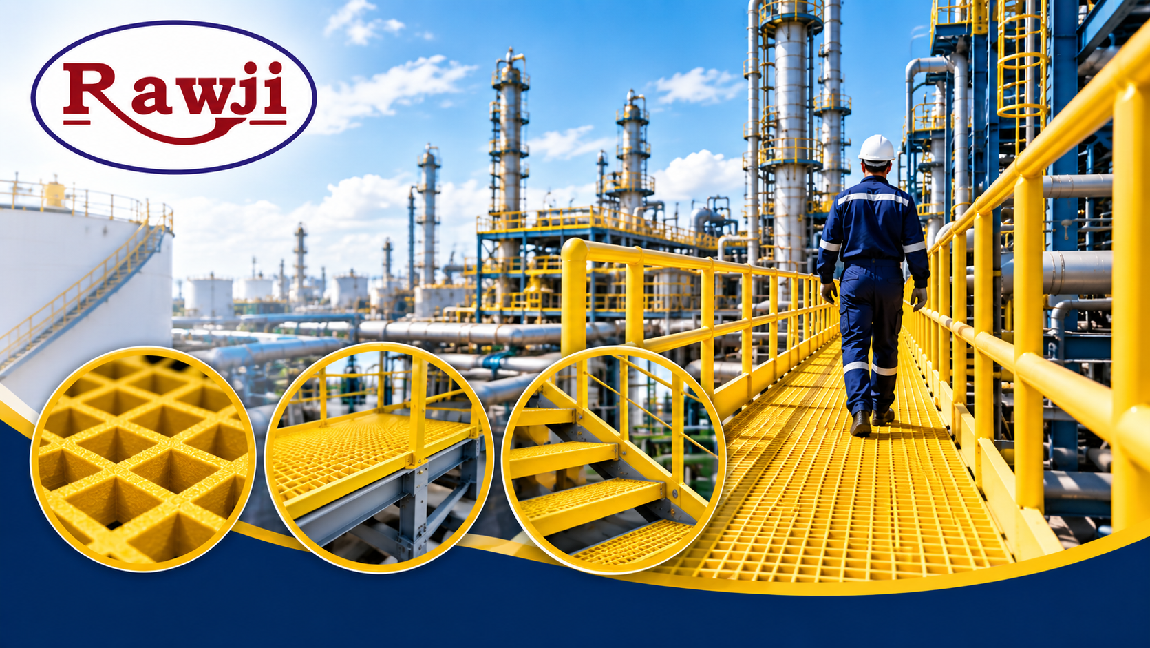 How FRP Walkways & Catwalks Prevent Slip, Trip & Fall Hazards in Chemical Refineries (OSHA Compliant)