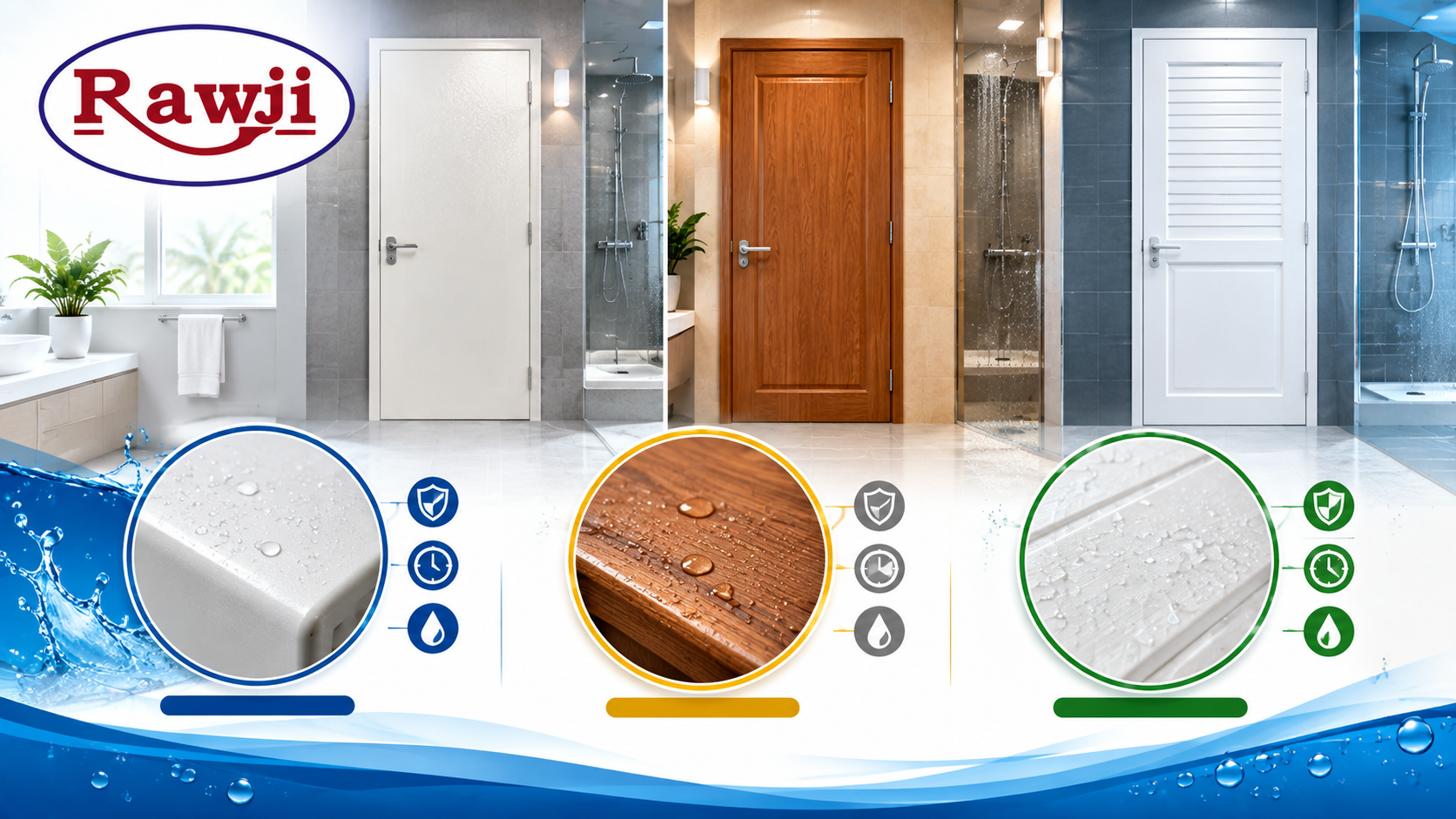 FRP vs Wooden vs PVC Doors for Bathrooms & Wet Areas: 25-Year Durability & Waterproofing Analysis